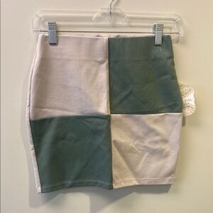Altar'd State Two-Tone Block Mini Skirt in Sage and Cream
